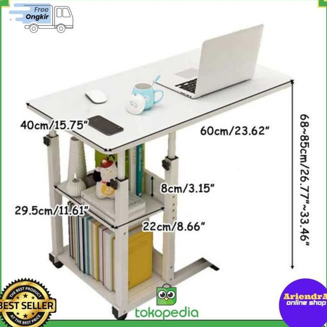 Jual Meja Rak Laptop Lipat Adjustable Desk With 1 Rack-Coklat Maple ...