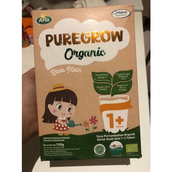 Jual PUREGROW Organic 1+ Arla Rasa Plain 1-3 Tahun | Shopee Indonesia