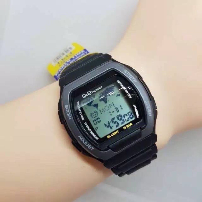 Jam Tangan Pria Digital Databank Q Q QnQ QQ MMW3 MMW3P MMW3P101Y Original Water Resistant 10 BAR