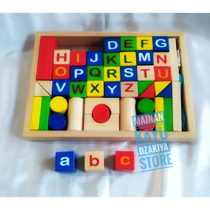 Jual MAINAN KAYU BALOK RONCE MENGENAL HURUF | Shopee Indonesia