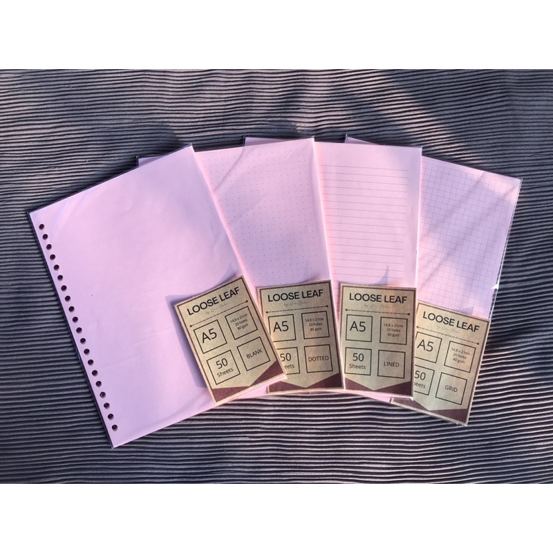 Jual [pink] Loose Leaf Warna By Qaia Kertas Isi Binder Dotted Grid