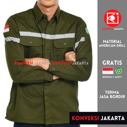 Jual Baju Wearpack Kemeja Safety K Proyek Tambang Lengan Panjang Pakaian Seragam Werpak Kerja