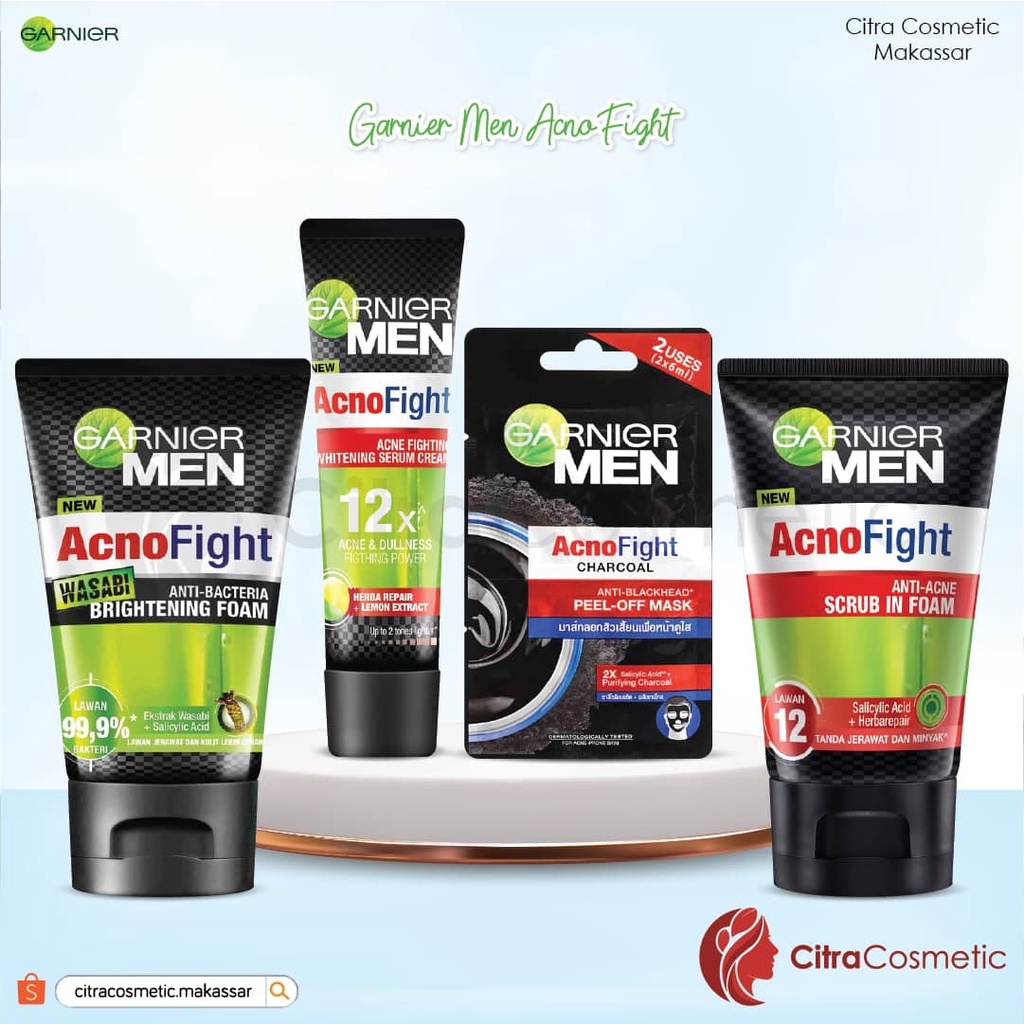 Jual Citracosmetic Garnier Men Acno Fight Series Facial Wash Wasabi Foam Serum Cream