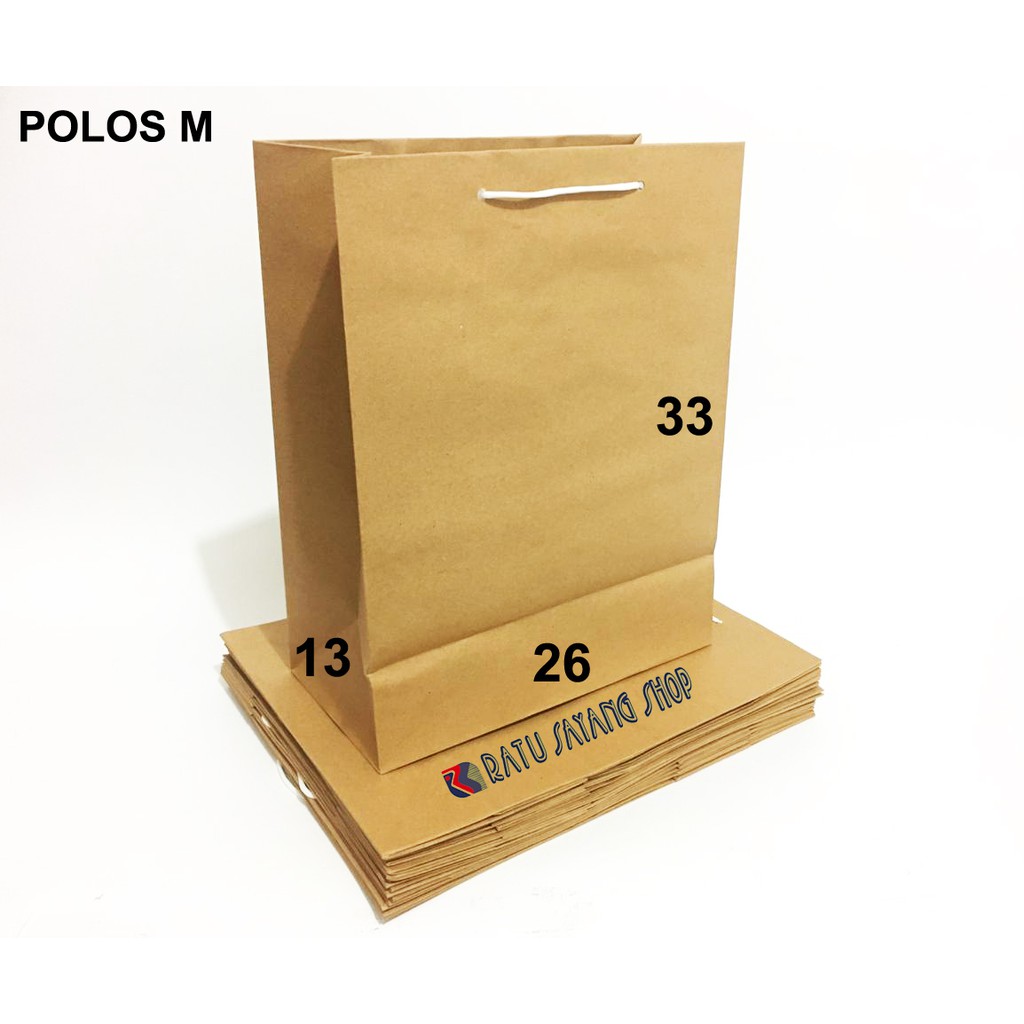 Jual TAS PAPER BAG POLOS M (26 X 13 X 33) | Shopee Indonesia