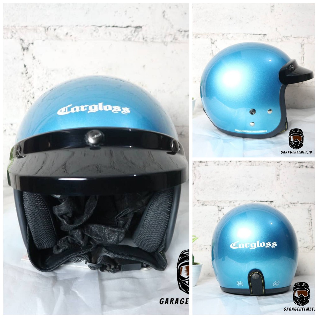 Jual Helm Cargloss Retro Cfm Original Ice Blue Shopee Indonesia