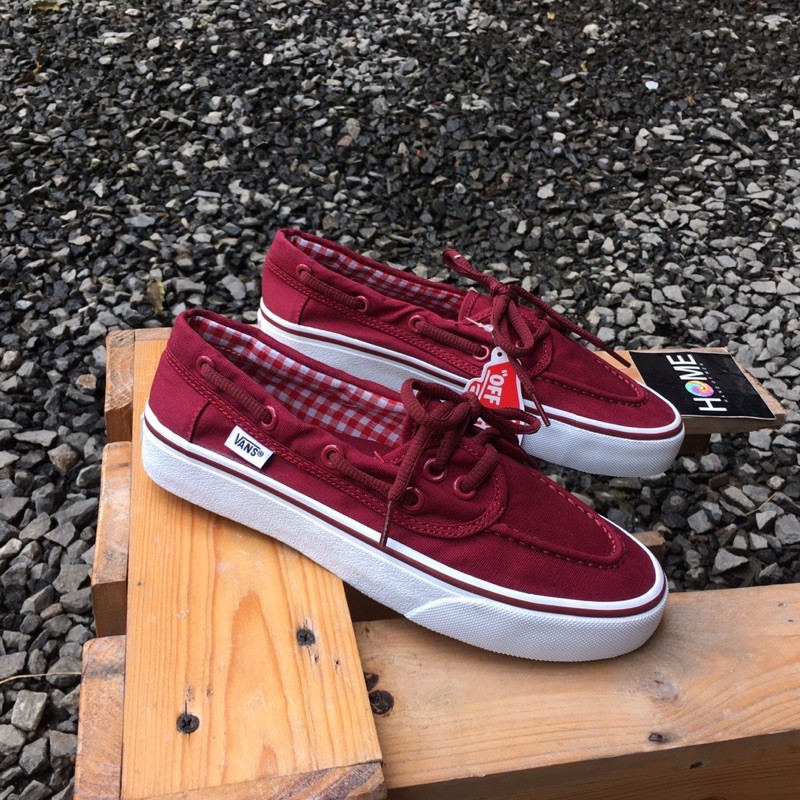 Jual Vans Zapato Maroon Flannel Shopee Indonesia