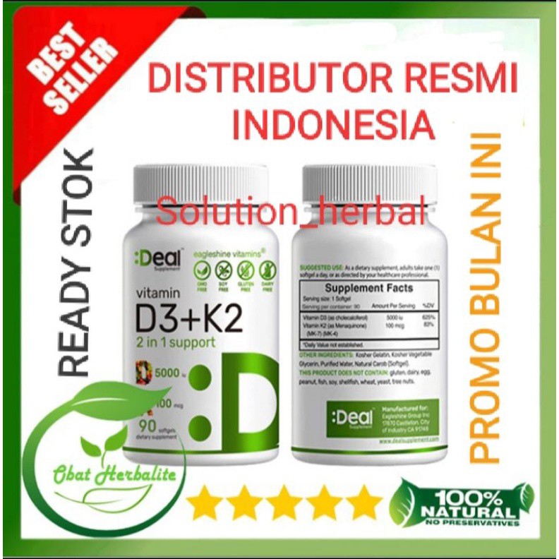 Jual PT. Distributor Resmi Supplement Vitamin D3 5000 IU + Vitamin K2