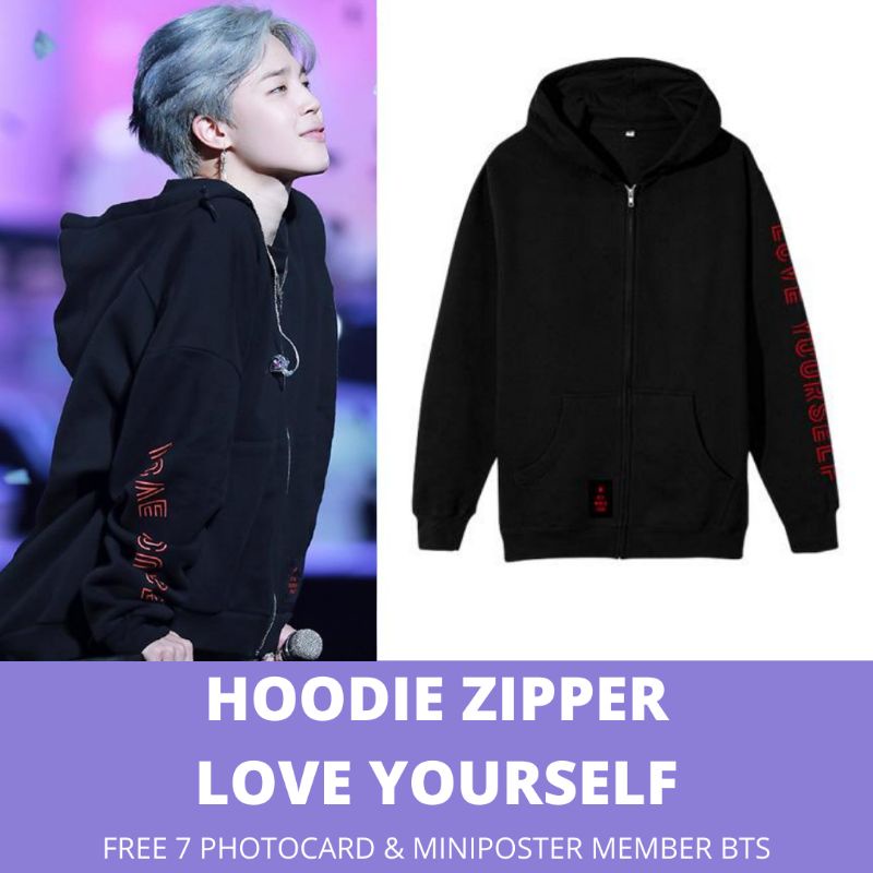 Bts love yourself outlet zipper hoodie