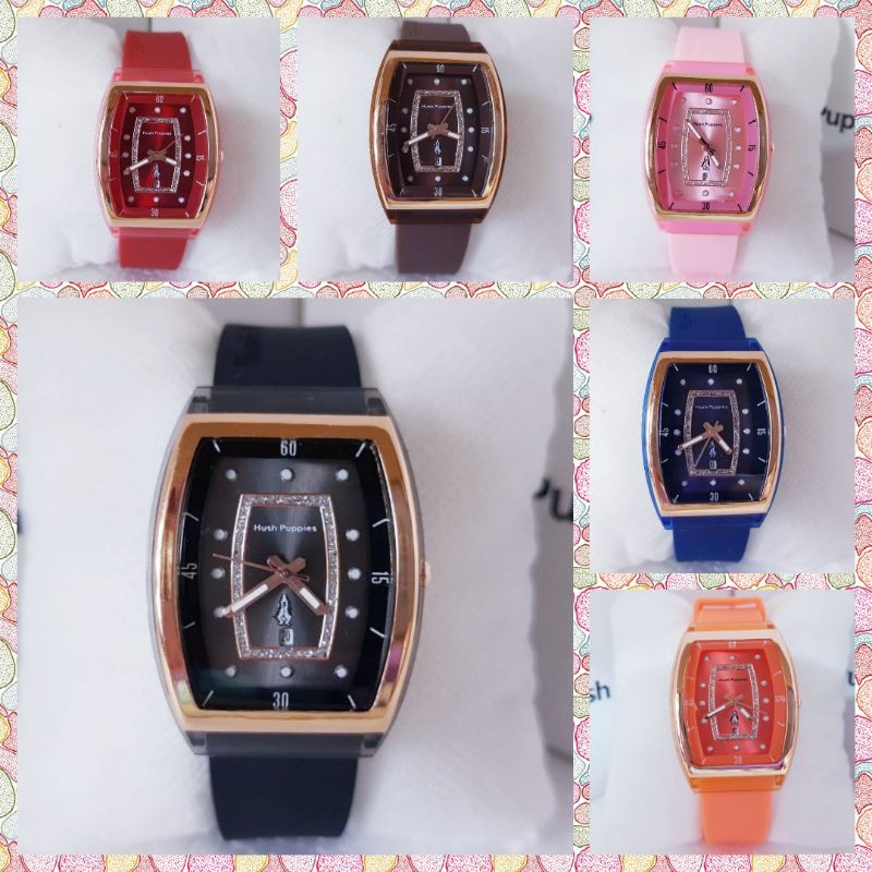 Jual (Terima Cod)Jam Tangan Wanita Fashion Hushpuppies Oval Karet ...