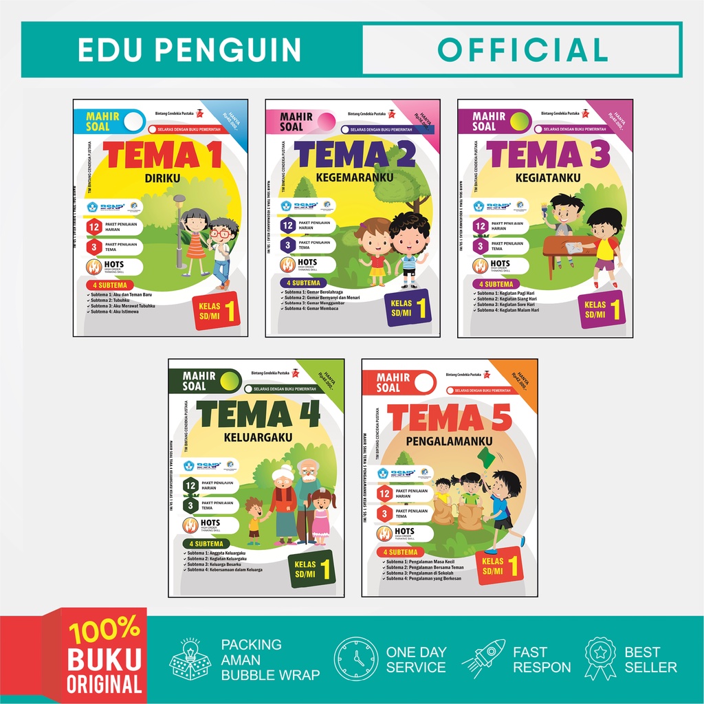 Jual Edu Penguin Buku Mahir Soal Tematik Kelas 1 SD/MI | Shopee Indonesia