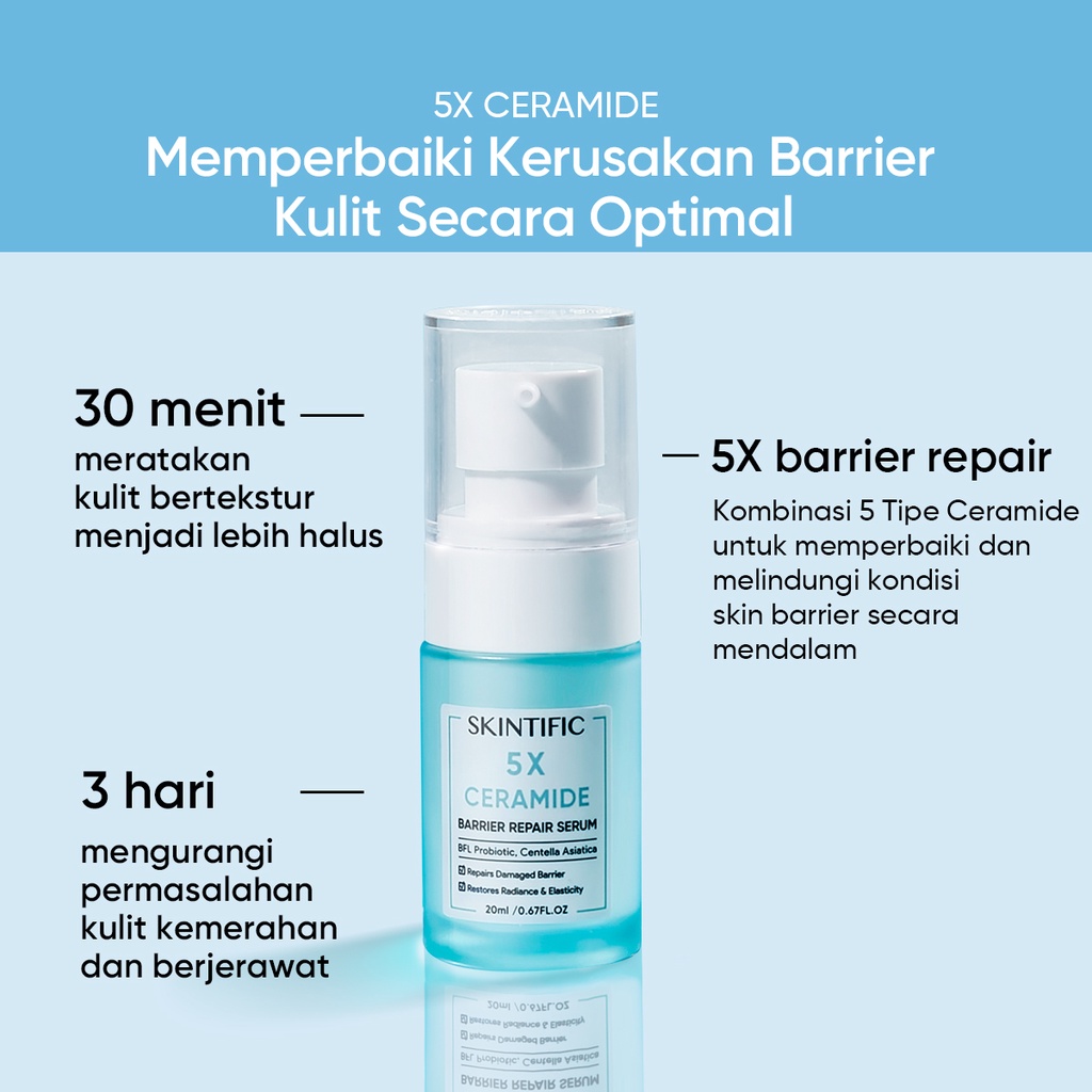 SKINTIFIC 3pcs Paket Skincare set 5X Ceramide Barrier Moisturize Gel Moisturizer 30G & 5X Ceramide Barrier Serum 20ml BPOM & 5X Ceramide Soothing Toner 80ml [BPOM]