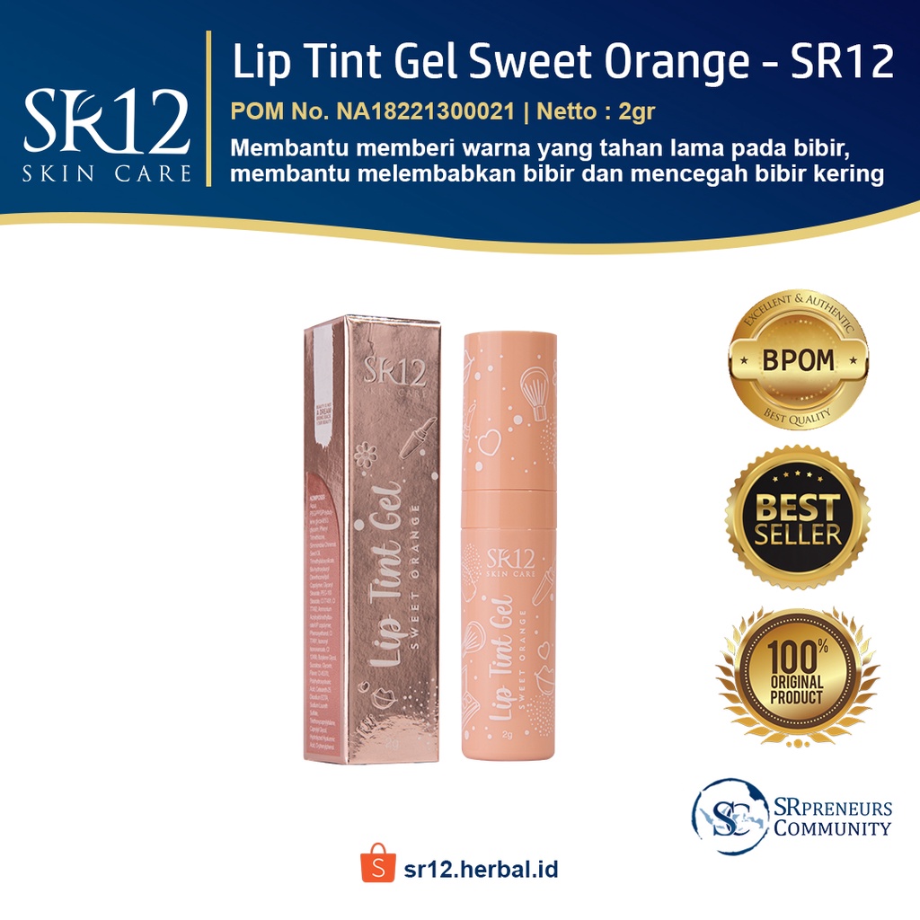 Jual ORIGINAL LIP TINT GEL SWEET ORANGE SR12 / LIP TINT AWET TAHAN LAMA