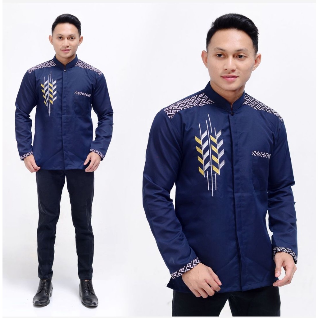 Jual Baju koko pria dewasa lengan panjang kombinasi batik | busana ...