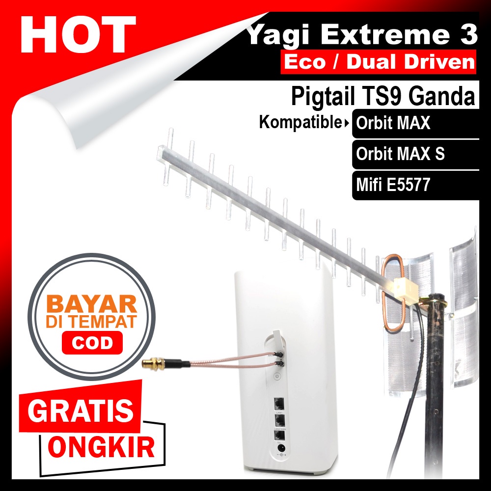 Jual Antena Orbit MAX Huawei B818 Modem Router Yagi Extreme 3 TS9 Dual ...