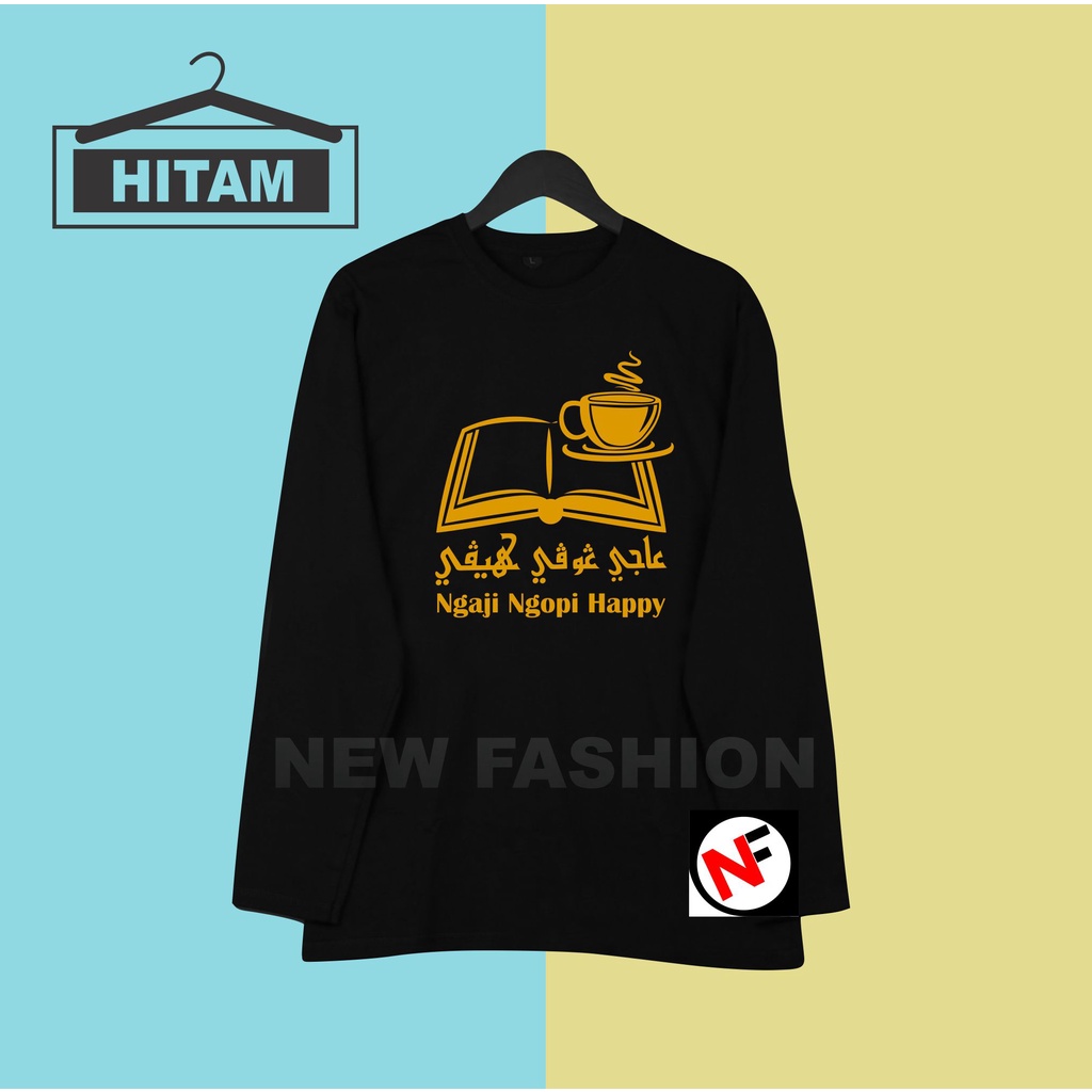 Jual kaos santri ngaji ngopi heppy lengan panjang, kaos pesantren untuk