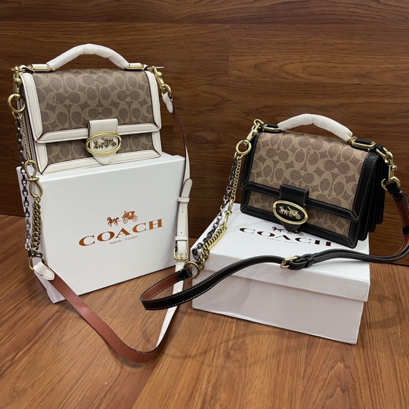 Coach riley top handle online 18 in signature canvas