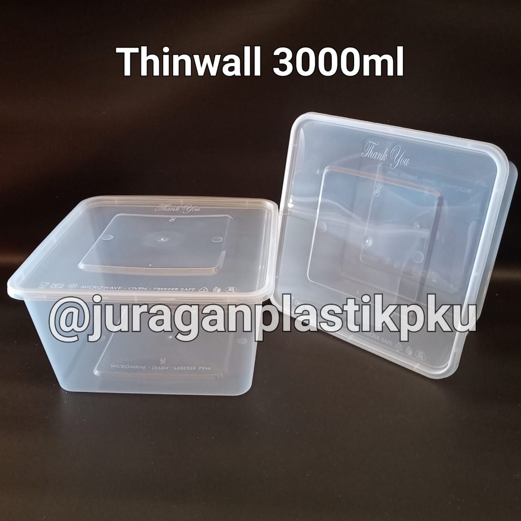 Jual 3000ml Sq Square Kotak Makan Thinwall Persegi Food Container Plastik 3 Liter 3000 Ml 0285