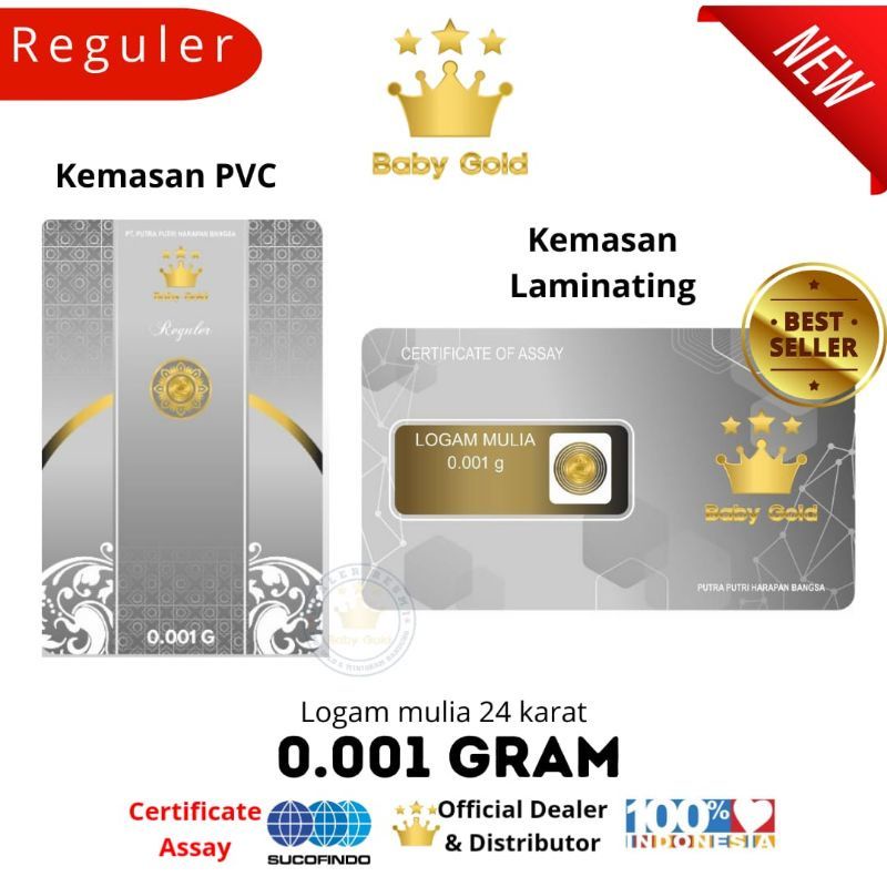 Jual (Bisa COD yah) BABY GOLD Emas Mini 0.001 gram Logam Mulia 24 Karat ...