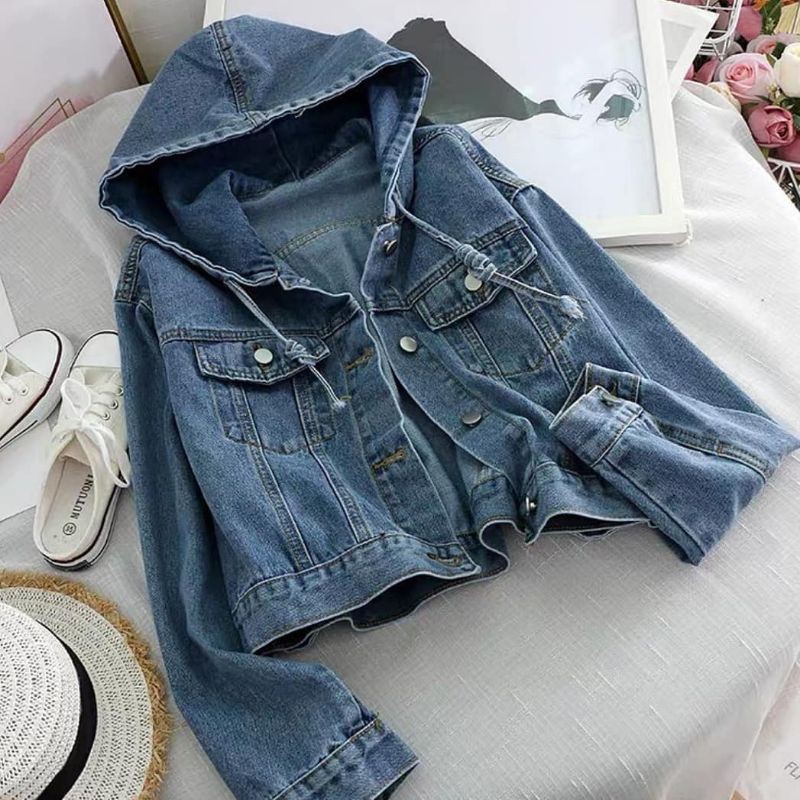 Jaket Jeans Hoodie Wanita Oversize Jaket Jean Jumbo Jaket Jeans Wanita Jaket Jeans Wanita Import Jaket Jeans Hoodie Wanita Korean Style Crop Jaket