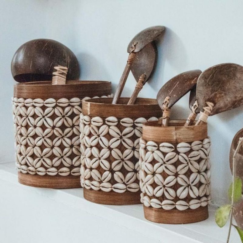 Jual 1 Set 3 bamboo bali of shells | Tempat penyimpanan | keranjang ...