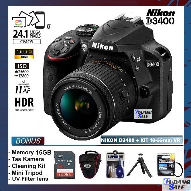 Jual [NEW] KAMERA NIKON D3400 LENSA KIT AF-P DX 18-55MM VR - Main Image