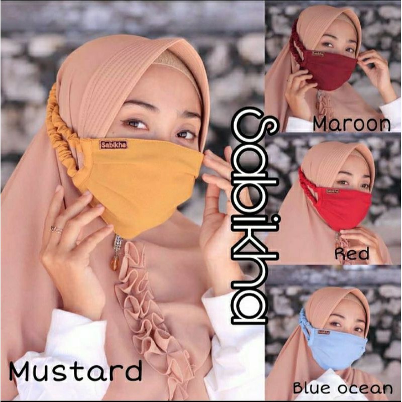 Jual MASKER SABIKHA KERUT 3 LAPIS 3PLY / MASKER HIJAB KERUT KAIN ...