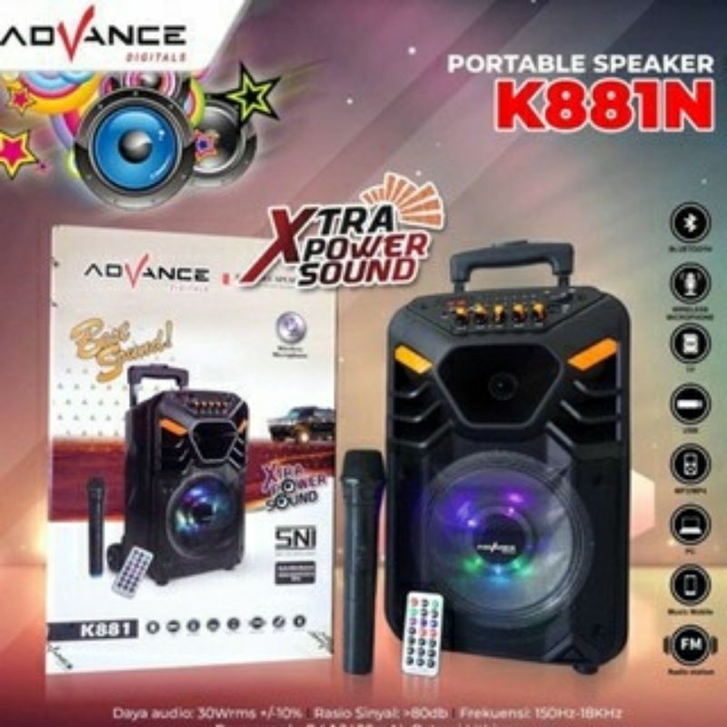 Jual Speaker Karoke Bluetoot Portebel Advance K881 8inch | Shopee Indonesia
