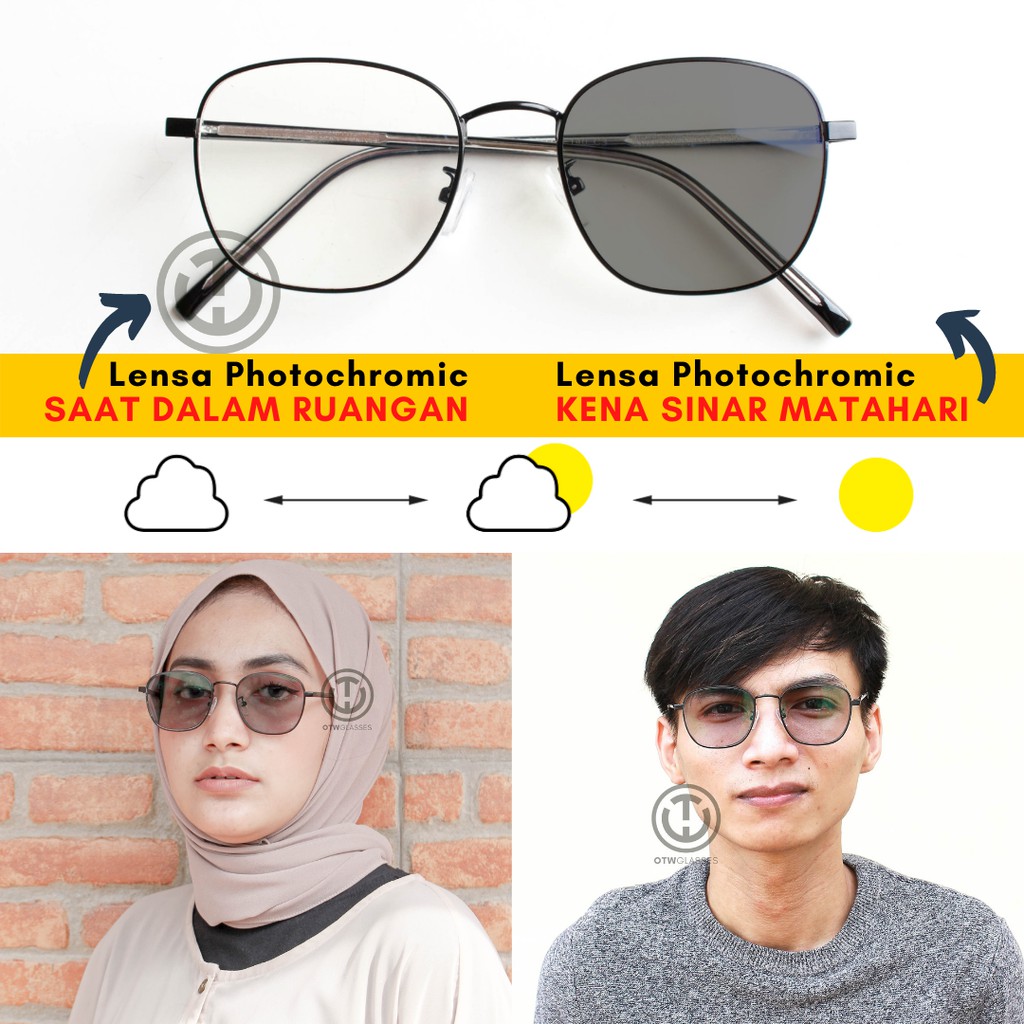 Jual Kacamata Photochromic Anti Radiasi Blueray Bluechromic Frame Kacamata Kotak Kuzaku Hitam