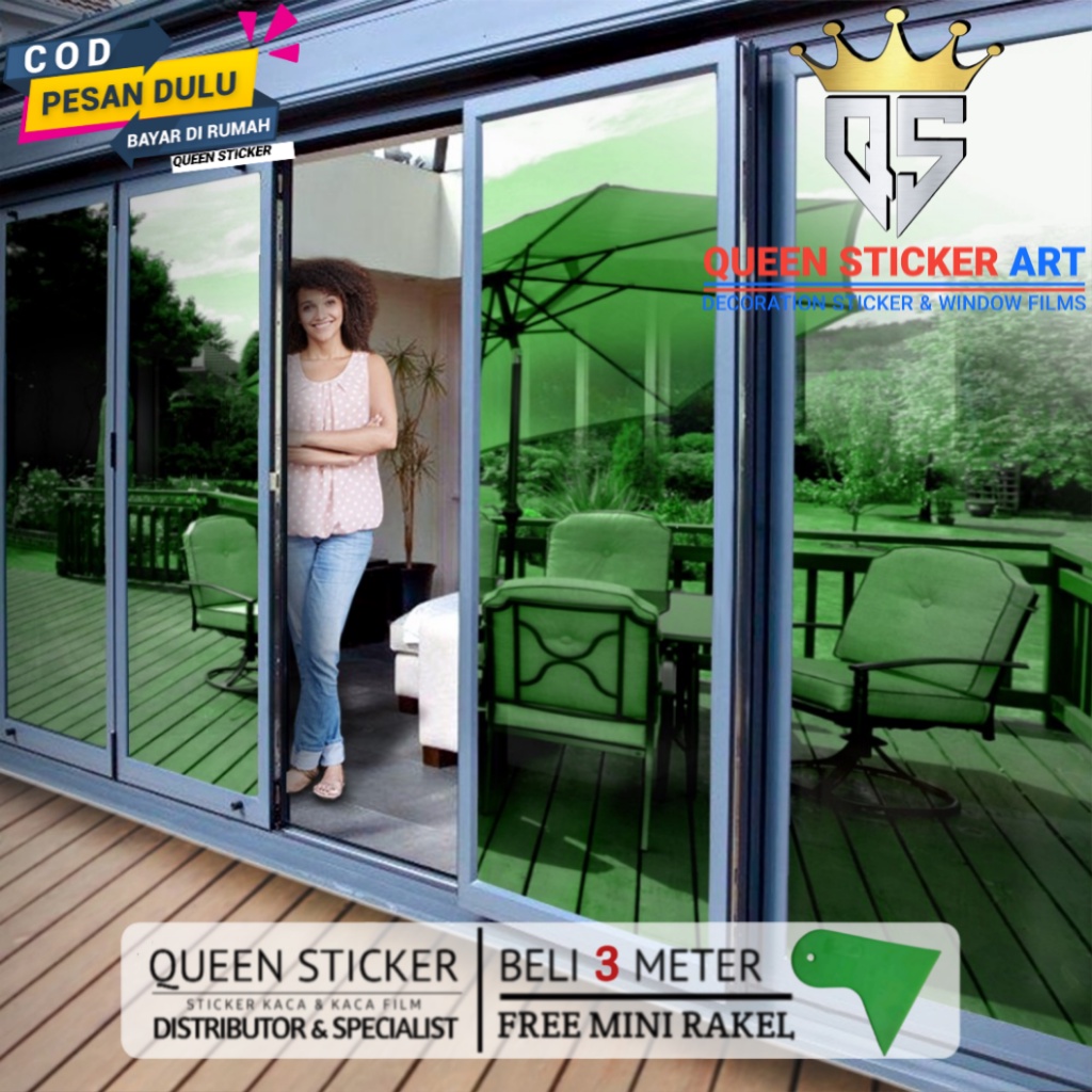 Jual Stiker Kaca Film Jendela Rumah Sparta One Way Cermin Silver Green