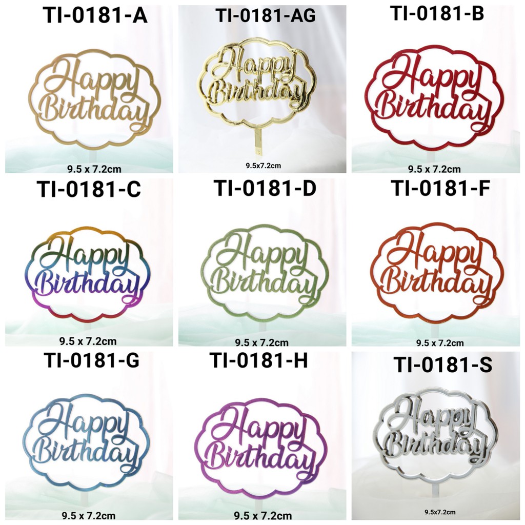 Jual Gr Ti Cake Topper Tulisan Plastik Kue Happy Birthday Awan