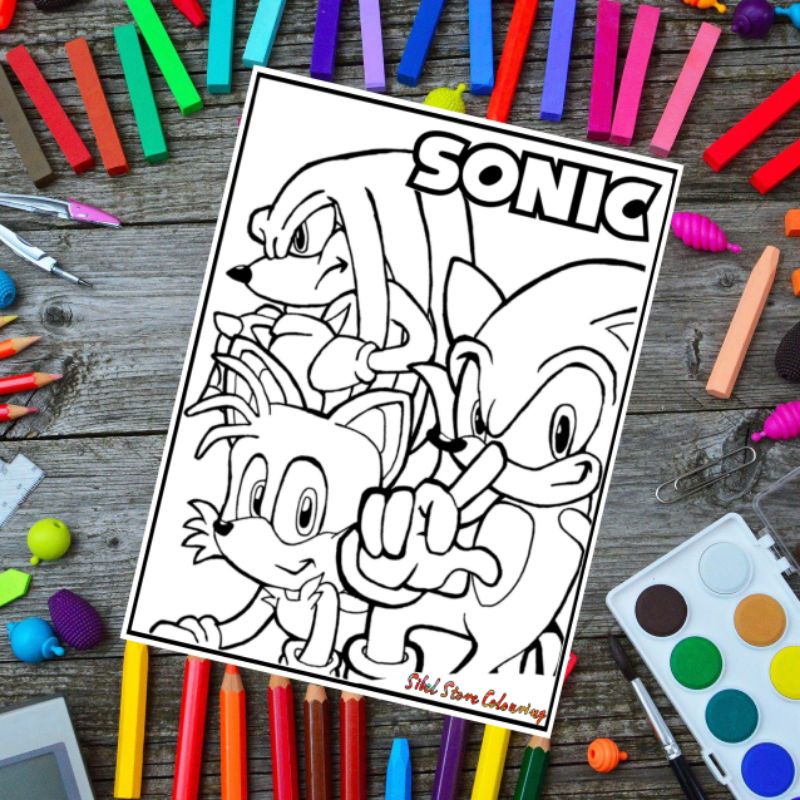 Jual Kertas Mewarnai Gambar Anak Tema Sonic 02 - Kertas Brief Card