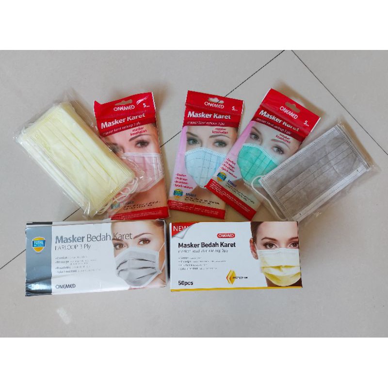 Jual Masker Bedah Karet Onemed Repack Isi 5 Pcs | Shopee Indonesia