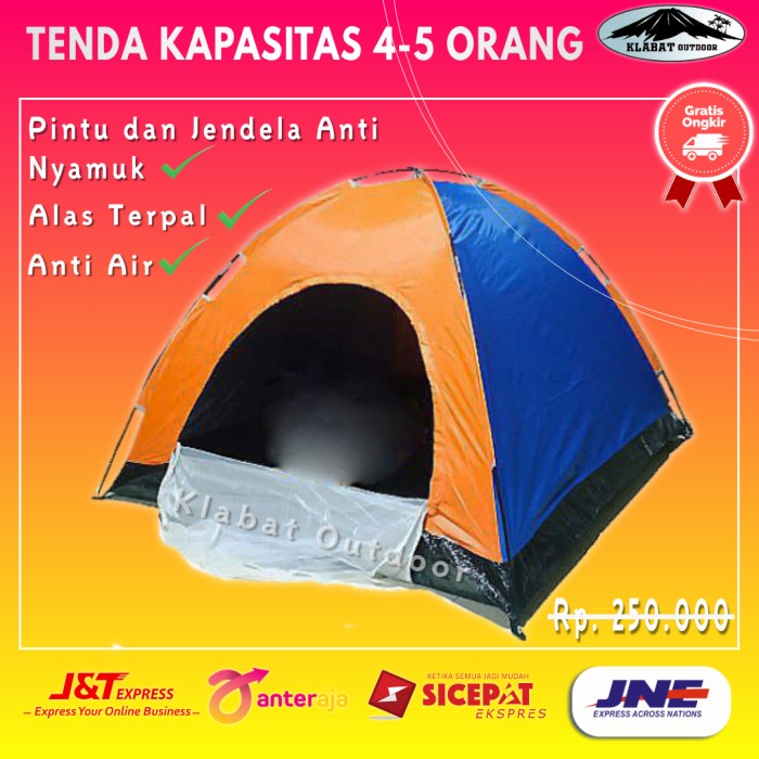 Jual Tenda Kemping 4 6 Orang Camping Dome Anak Dewasa 4p 6p Anti Air