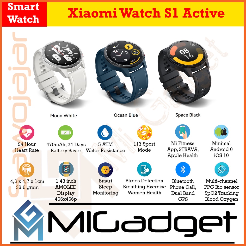 Jual Xiaomi Watch S1 Active Smartwatch Jam Tangan Garansi Resmi Shopee Indonesia