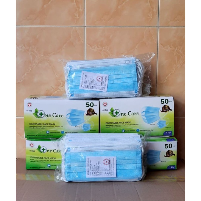Jual disposable masker 3 ply earloop one care | Shopee Indonesia