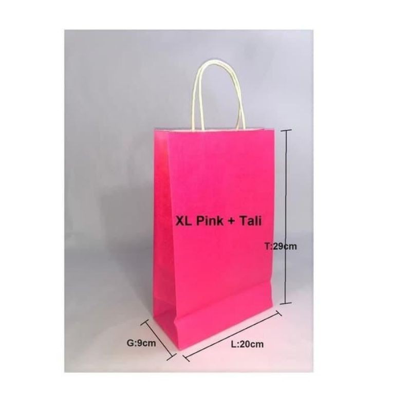 Jual Pcs Paper Bag X X Cm Xl Pink Polos Tali Kantong Kertas