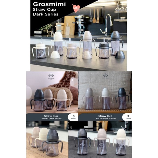 Grosmimi PPSU Dark Series Straw Cup 300 ml