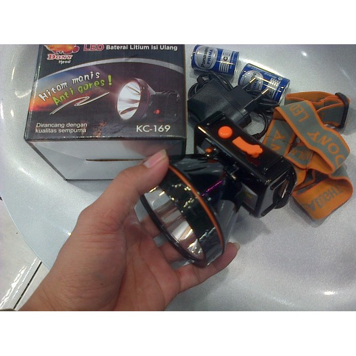 Jual Senter Kepala Dony KL-169 HITAM MANIS / ANTI GORES cahaya putih ...