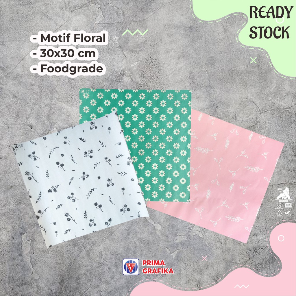Jual Kertas Roti Motif Bunga / Floral Foodgrade - Wrapping Paper Kertas ...