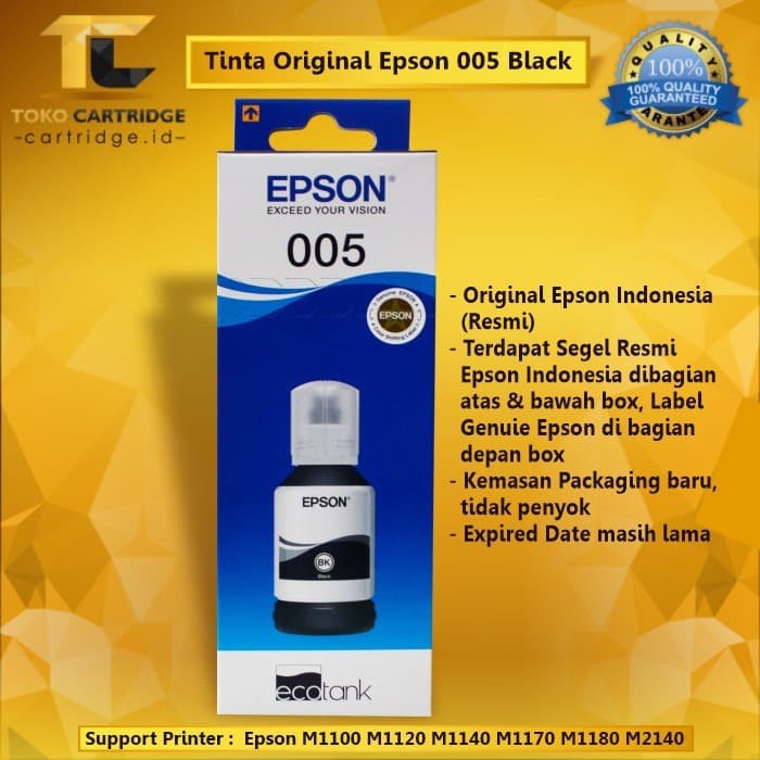 Jual Tinta Epson 005 Black Hitam Original Refill Ink Printer M1100 M1120 M1140 M1180 M2140 