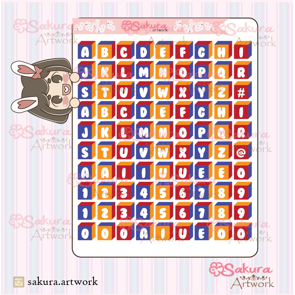 Jual SAKURA ARTWORK Alphabet Sticker Sheet / Stiker Huruf Kiss Cut ...