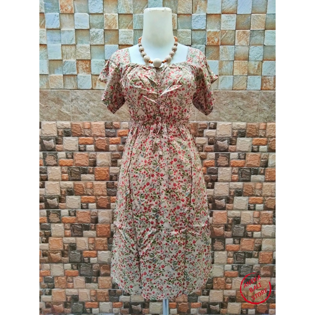 Jual Dress Bcl Pendek Bali Murah Daster Bcl Bali Flowly Midi Dress Daster Bali Kerut Dada