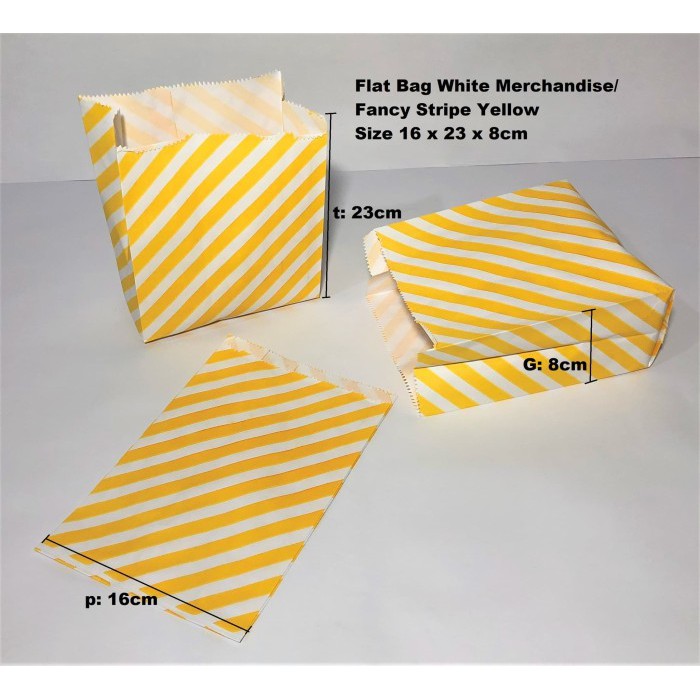 Jual Paperbag Flat Kantong Kertas Warna Kuning Garis (L) Souvenir A4 ...