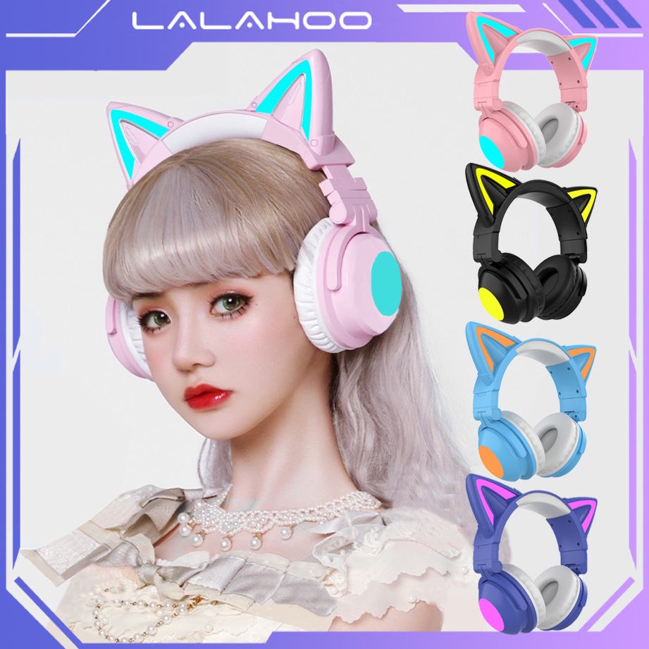 Jual Wireless RGB Gaming Cat Ear Headset Bluetooth 5.0 Headphone ZW068 headphones with