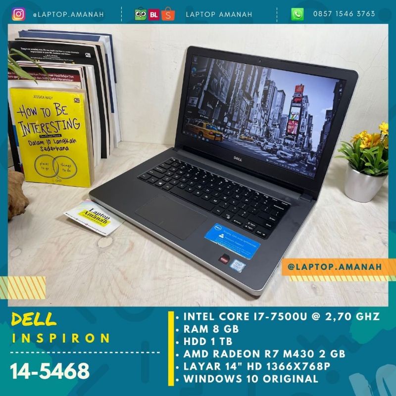 Jual Dell Inspiron 14 5468 Core i7 gen 7 RAM 8 GB HDD 1 TB Radeon