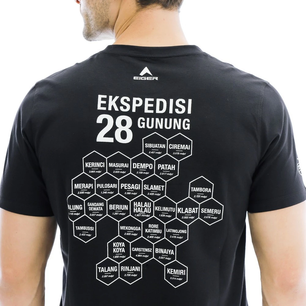 EIGER Kaos 28 Gunung Original Hitam – T-Shirt Outdoor Petualang Premium foto 4