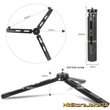 Aluminium Tripod Gimbal Handphone DSLR Tripod Mini Mirrorless Action Cam Tripod Aluminum