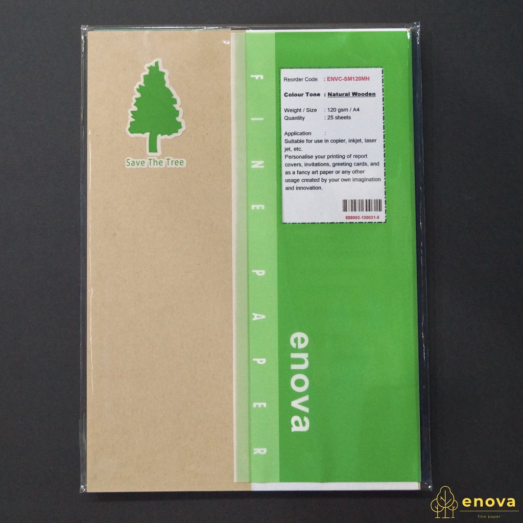 Jual Fancy Art Paper ENOVA Natural Wooden A4 120GSM (Cokelat Kayu