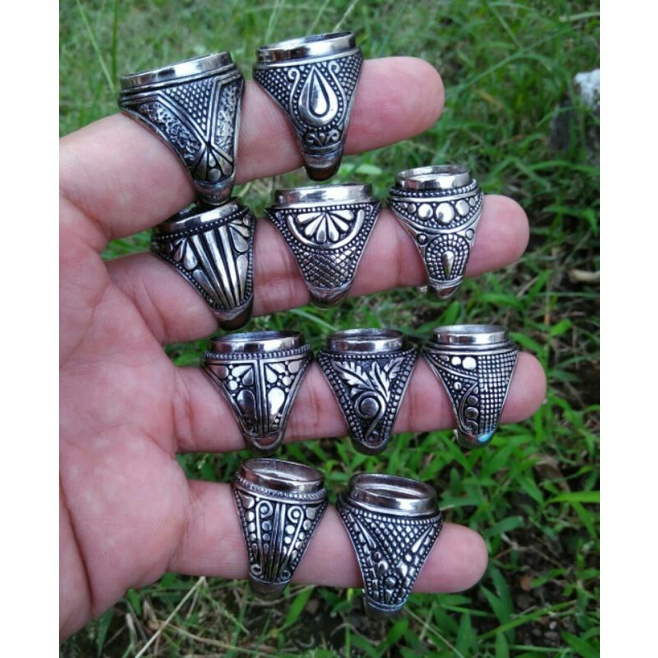 Jual GROSIR 20 PCS Cincin Emban Alpaka super black croom HARGA