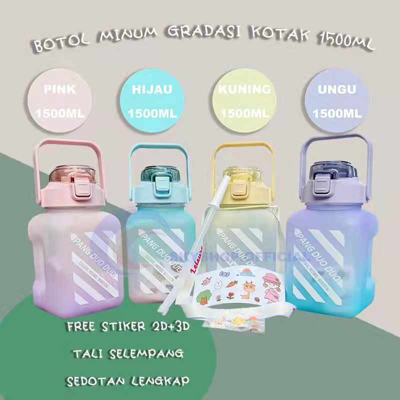 Jual Botol Gradasi Kotak1500ml/Botol Gemoy 1300ml/Botol Minum/Botol ...